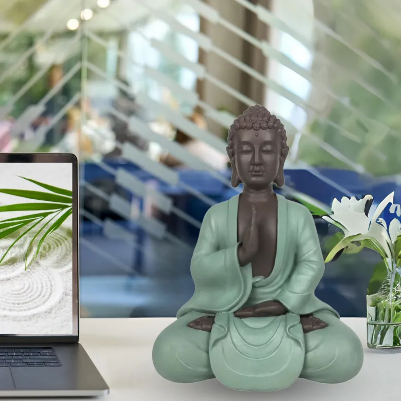 Statue bouddha méditation vert