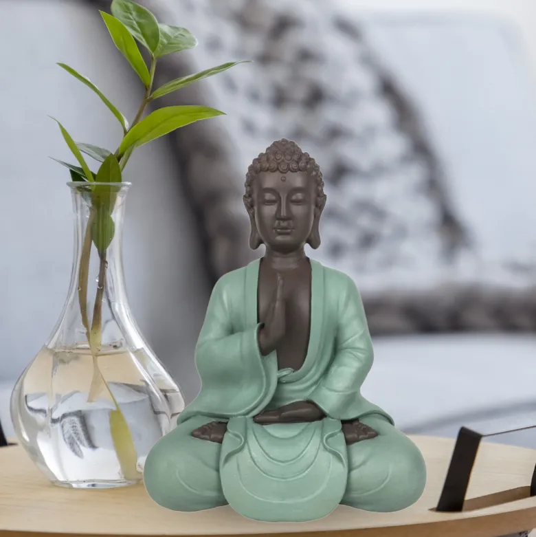 Statue bouddha méditation vert