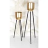 Support plantes avec vase dore h.62.5cm
