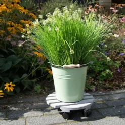Support plantes à roulettes gris 28 cm