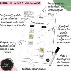 Tableau routine et tâches - 5 étapes