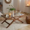 Table basse en bois de manguier et verre alina