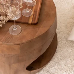 Table basse en bois de manguier azure