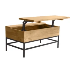 Table basse relevable bois manguier massif et métal noir l90 cm ypster