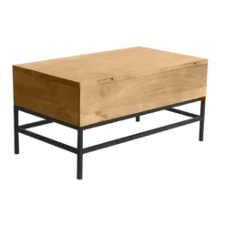 Table basse relevable bois manguier massif et métal noir l90 cm ypster