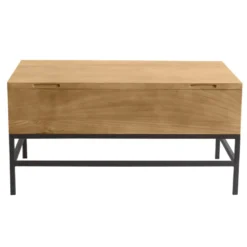 Table basse relevable bois manguier massif et métal noir l90 cm ypster