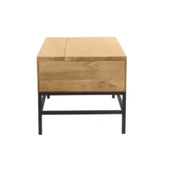 Table basse relevable bois manguier massif et métal noir l90 cm ypster