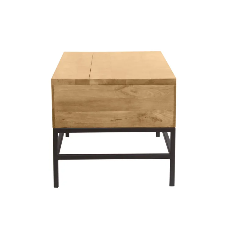 Table basse relevable bois manguier massif et métal noir l90 cm ypster