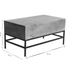Table basse relevable bois manguier massif et métal noir l90 cm ypster