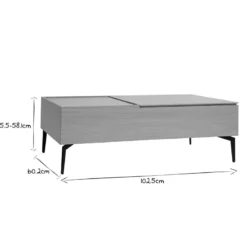 Table basse relevable rectangulaire bois clair finition chêne l103 cm seda