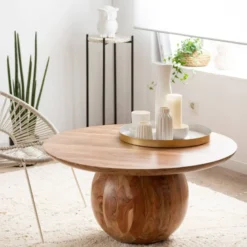 Table basse ronde en bois d'acacia