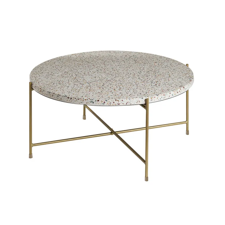 Table basse ronde en terrazzo et métal doré d81 cm mezzo