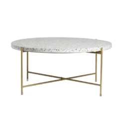 Table basse ronde en terrazzo et métal doré d81 cm mezzo