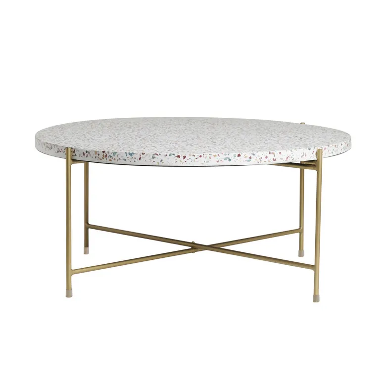 Table basse ronde en terrazzo et métal doré d81 cm mezzo
