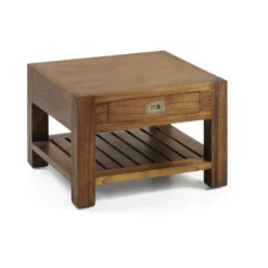Table basse 1 tiroir bronze bois marron