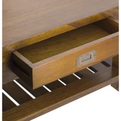 Table basse 1 tiroir bronze bois marron