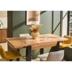 Table de bar extensible en bois massif et métal l80-135 cm trap