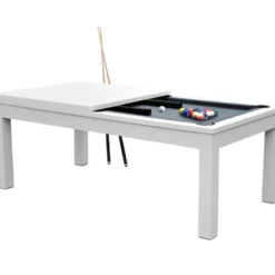 Table de billard convertible blanche tapis gris - eddie