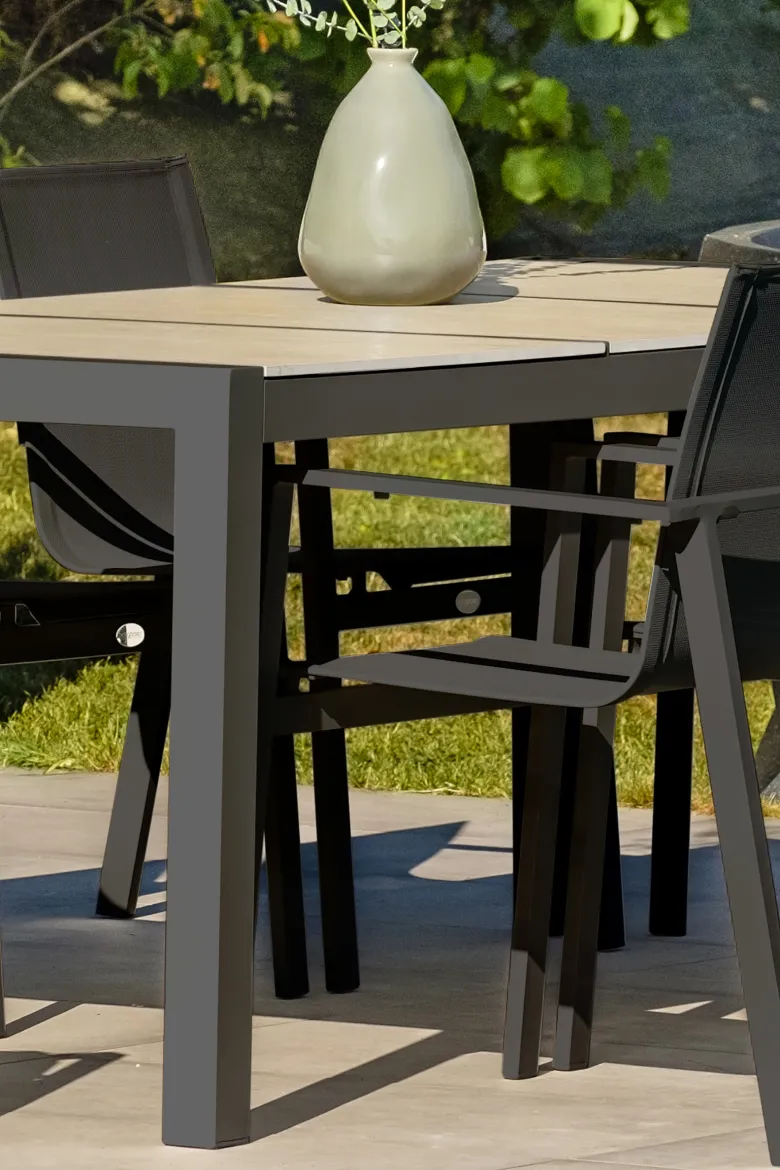 Table de jardin 6 8 places en aluminium avec plateau céramique