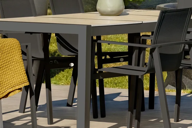 Table de jardin 6 8 places en aluminium avec plateau céramique