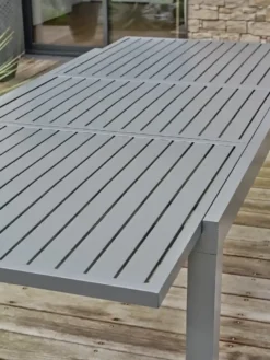 Table de jardin 8 places en aluminium - gris anthracite