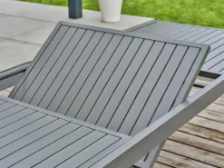 Table de jardin 8 places en aluminium - gris anthracite