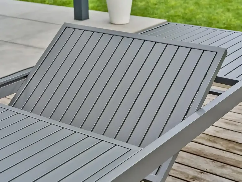 Table de jardin 8 places en aluminium - gris anthracite