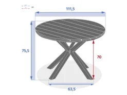 Table de jardin ronde alu&nbsp;acacia oriengo 4 places graphite - hespéride