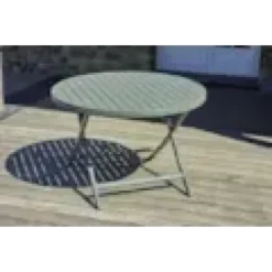 Table de jardin ronde pliante en aluminium - kaki