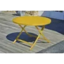 Table de jardin ronde pliante en aluminium - jaune moutarde