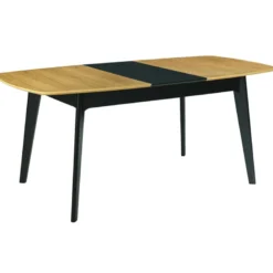 Table extensible rectangulaire bois et noir l140-180 cm meena