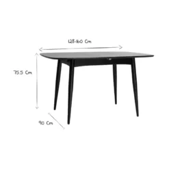 Table à manger extensible rectangulaire en bois foncé l130-160 cm nordeco