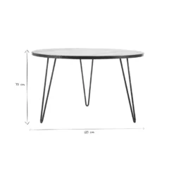 Table à manger ronde bois manguier massif et métal d125 cm atelier