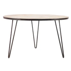 Table à manger ronde bois manguier massif et métal d125 cm atelier