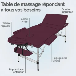 Table massage pliante 3 zones