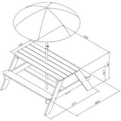 Table pique-nique nick anthracite gris