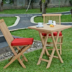 Table pliante carré teck bistrot 60 cm