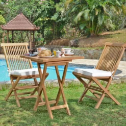 Table pliante carré teck bistrot 60 cm