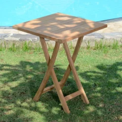 Table pliante carré teck bistrot 60 cm
