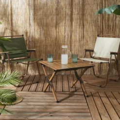 Table pliante effet bois