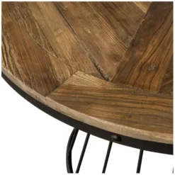 Table ronde 5 personnes en bois de cèdre et pied en métal d110 cm - pralus