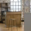 Tabouret de bar écolier bronze et bois