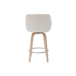 Tabouret de bar pivotant 360° blanc et bois clair h65 cm lucien