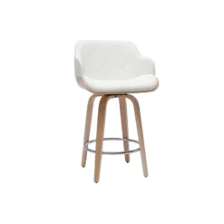 Tabouret de bar pivotant 360° blanc et bois clair h65 cm lucien