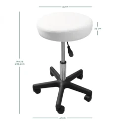 Tabouret rond à roulettes - blanc