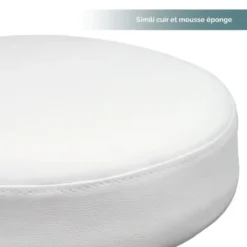 Tabouret rond à roulettes - blanc