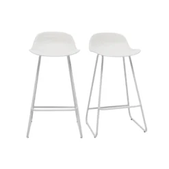 Tabourets de bar blancs h65 cm (lot de 2) ella