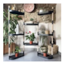 Étagère modulaire pour plantes noire à 8 plateaux