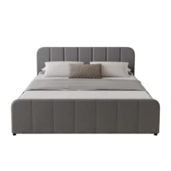 Tampa lit coffre 160x200cm en velours gris