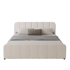 Tampa lit coffre 160x200cm en velours beige